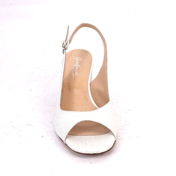 Gianni Ferrante 791 White Leather Slingbacks Heels Sandals